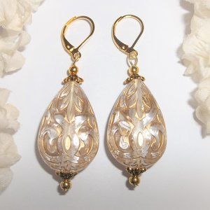 Gold & Clear Statement Earrings Set Teardrop Fashion Accessory Dangly Pair 6241